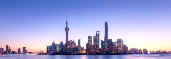 Shanghai cityscape and skyline at sunrise