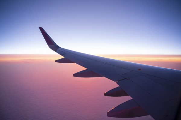 Aerial shot of Cyprus from airplane window.